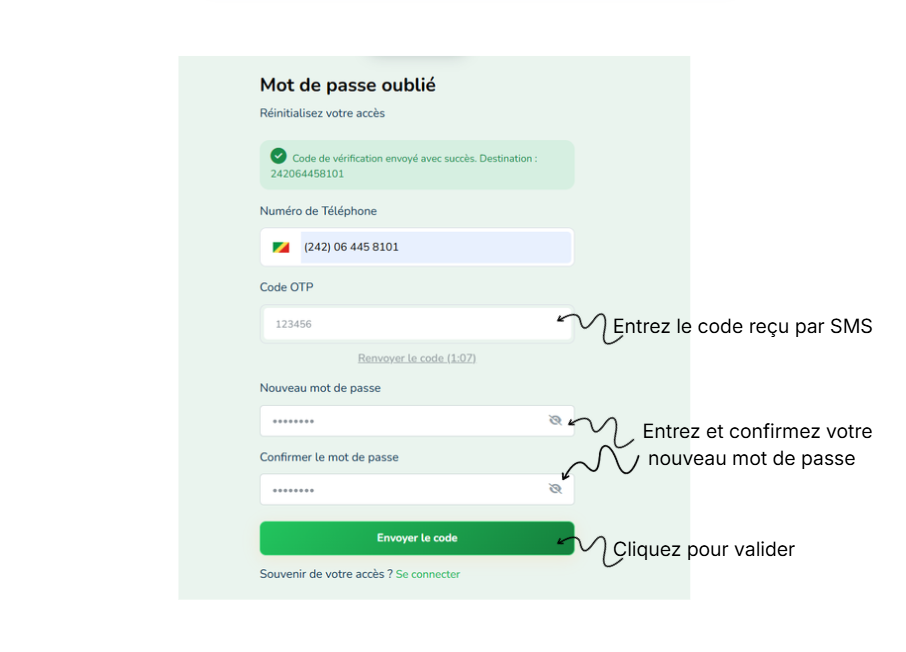 nouveau mot de passe 