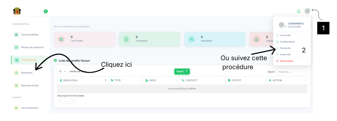 Interface – Recherche 