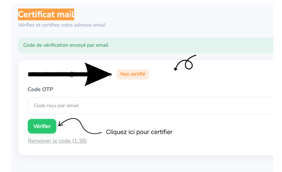 Interface – Certification e-mail